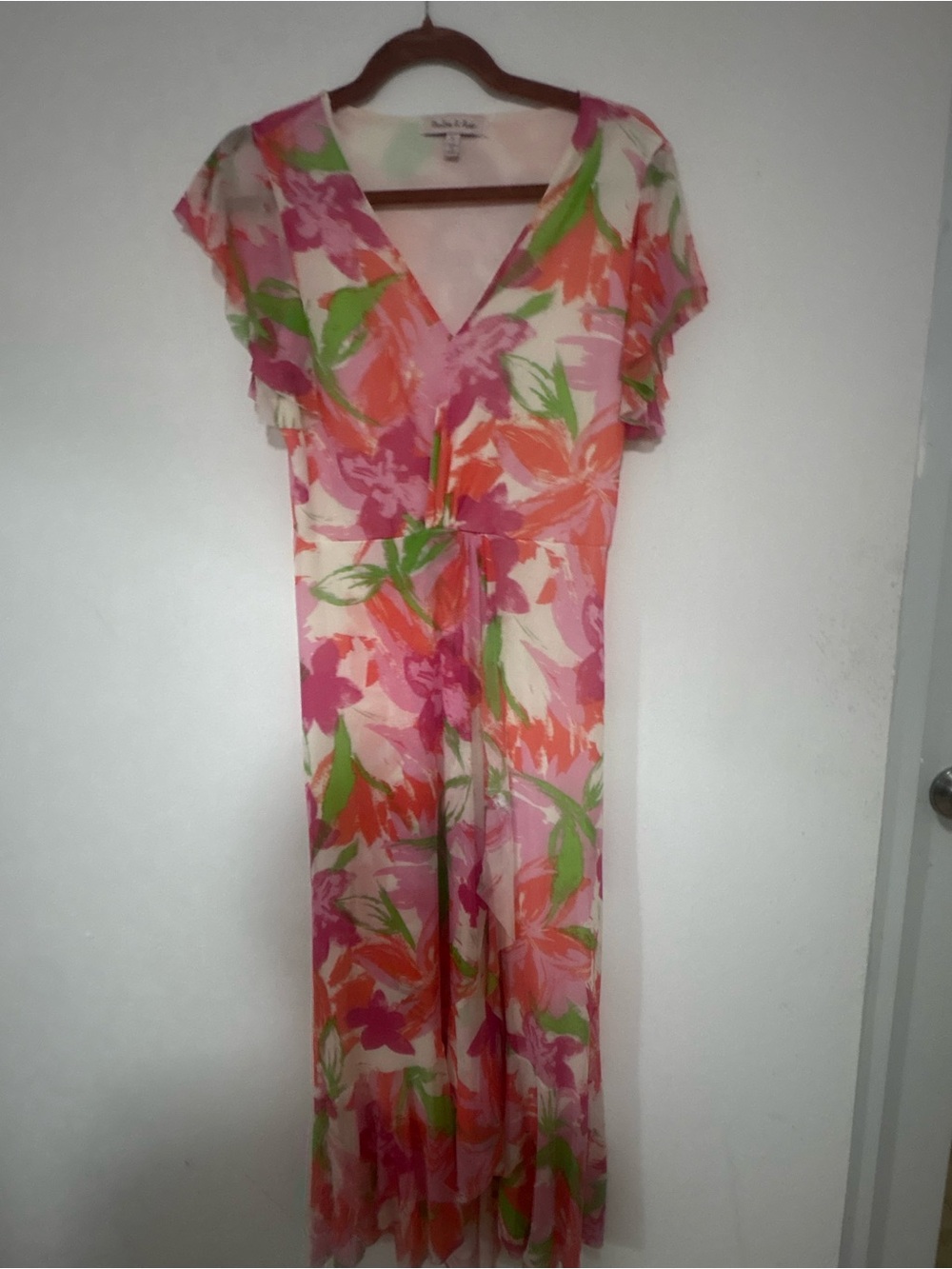 Harlow & Rose Pink Floral V-Neck Tunic Dress